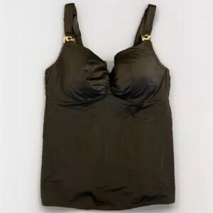 Swim by Cacique 38DDD Underwire Tankini with gold accents